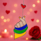 Kpop Finger Heart Stained Glass Suncatcher, Korean Love Decor