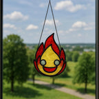 Stained Glass Flame Suncatcher – Handmade Fire Spirit Decor