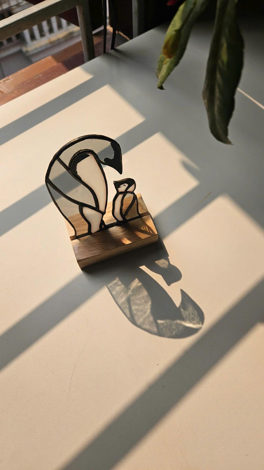 Stained Glass Penguin Suncatcher, Christmas Gift for Mom, Winter Window Hanging, Unique Holiday Decor, Gift for Penguin Lover