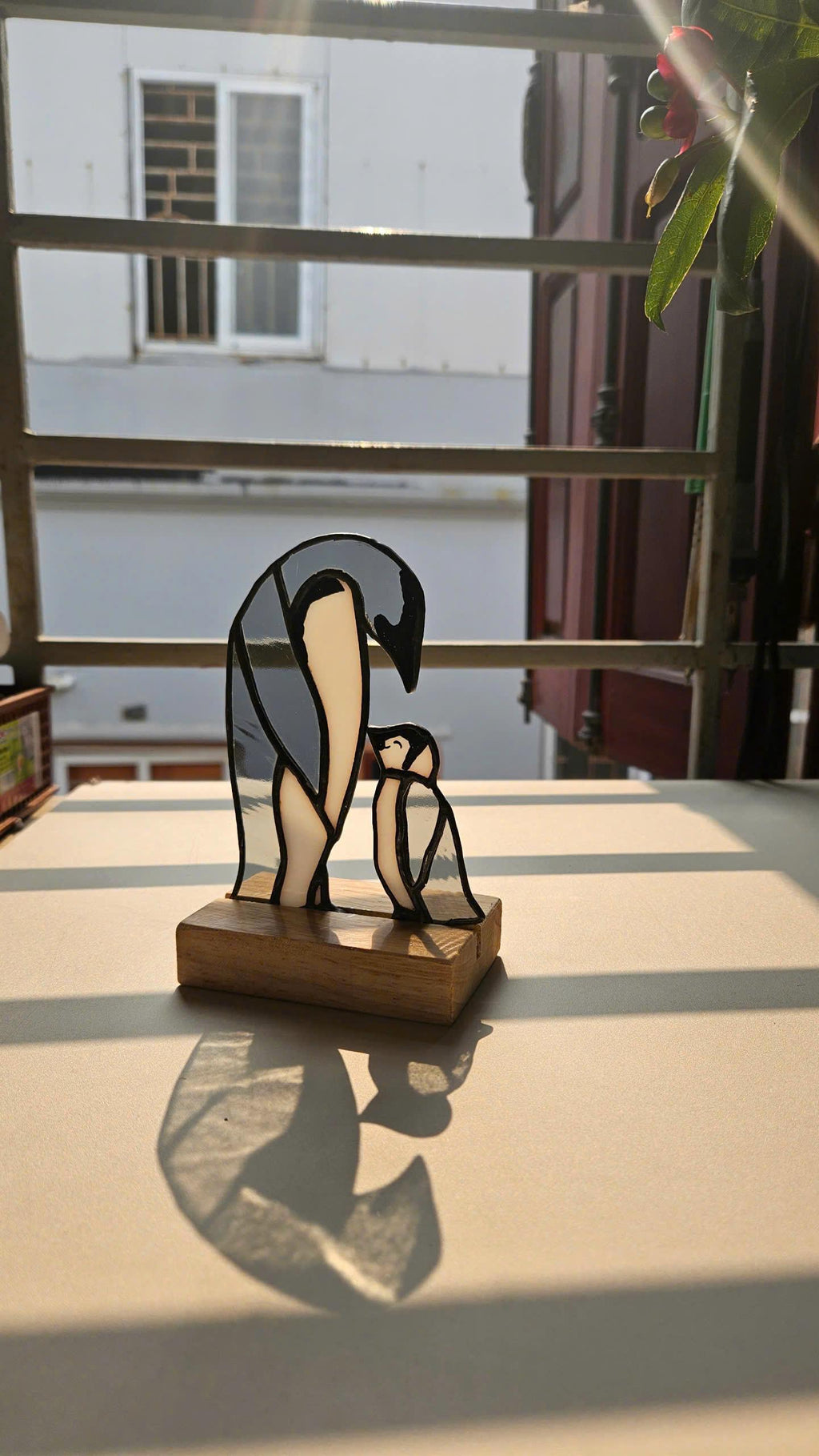 Stained Glass Penguin Suncatcher, Christmas Gift for Mom, Winter Window Hanging, Unique Holiday Decor, Gift for Penguin Lover