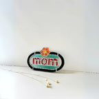 Handmade Stained Glass MOM Sign, Floral Desk Decor