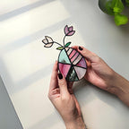 Stained Glass Easter Egg Suncatcher, Floral Window Decor