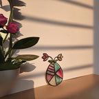 Stained Glass Easter Egg Suncatcher, Floral Window Decor