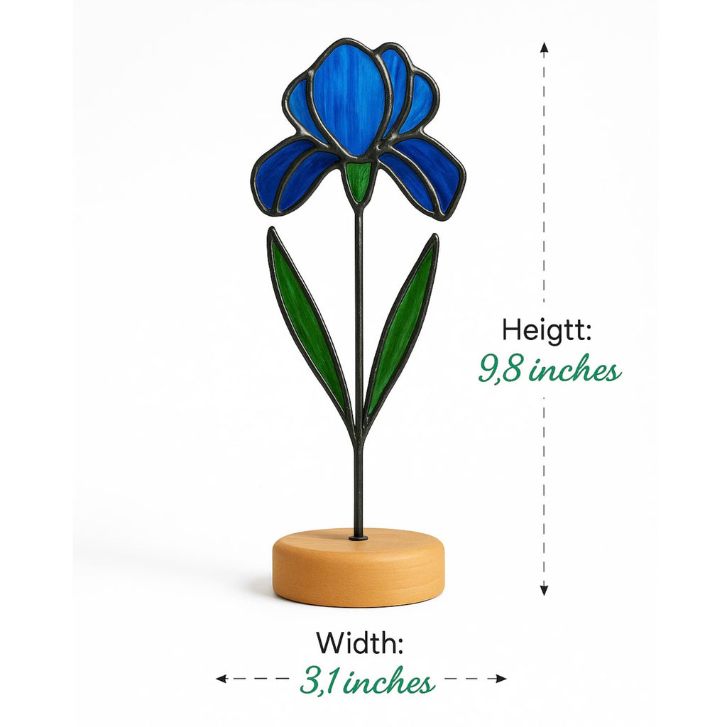 Stained Glass Iris Flower Suncatcher, February Birth Flower Gift