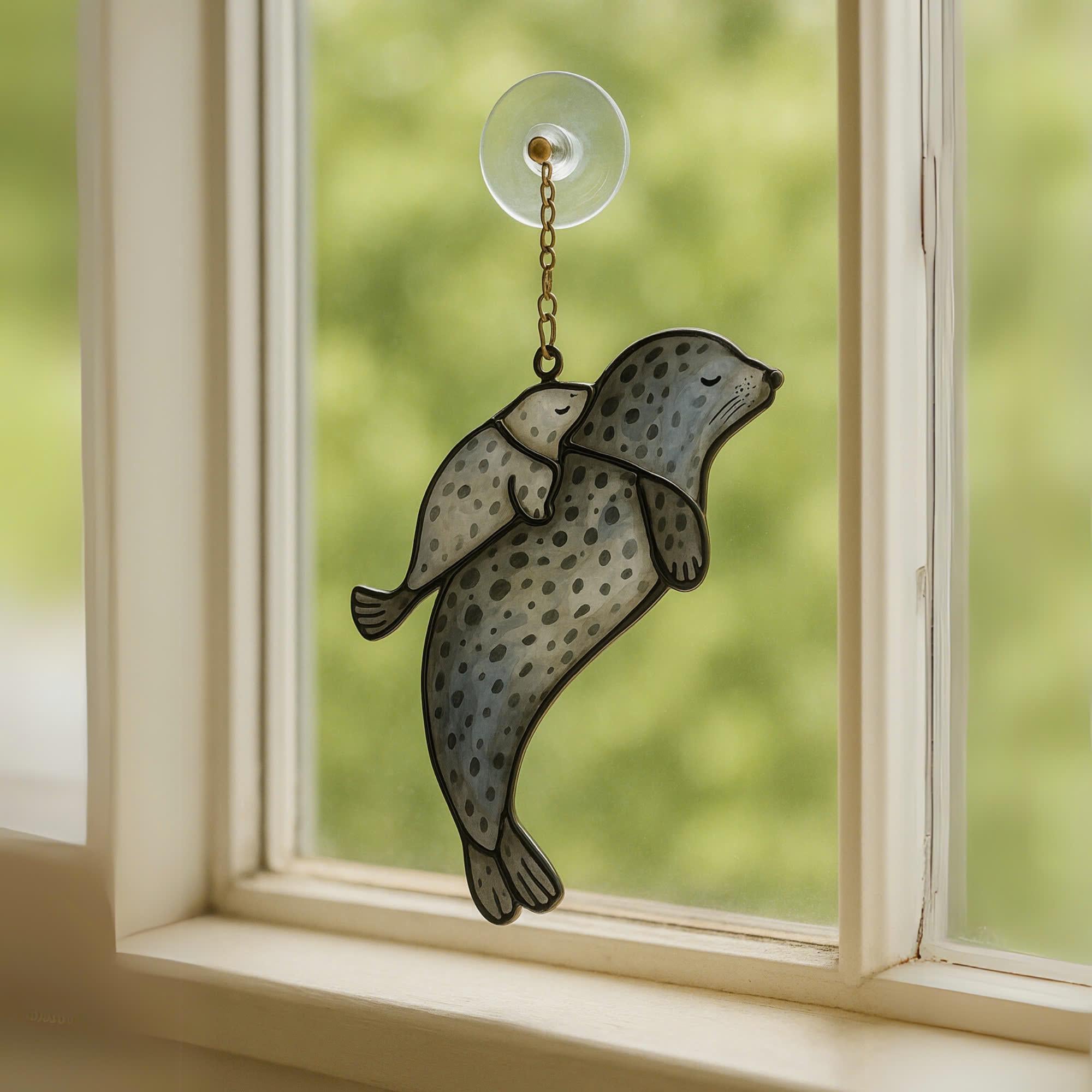 Stained Glass Bird Suncatcher, Sea Glass Art, Bookshelf Decor, Coastal Home Decor, Nautical Gift, Ocean Art, Unique Holiday Gift for Her