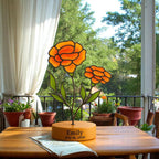 Personalized Marigold Stained Glass Flower: October Birth Flower Gift