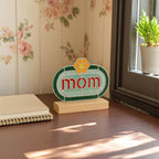 Handmade Stained Glass MOM Sign, Floral Desk Decor