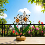 Stained Glass Narcissus Flower – Handmade December Birth Flower Suncatcher