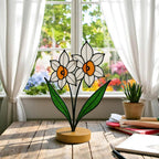 Stained Glass Narcissus Flower – Handmade December Birth Flower Suncatcher