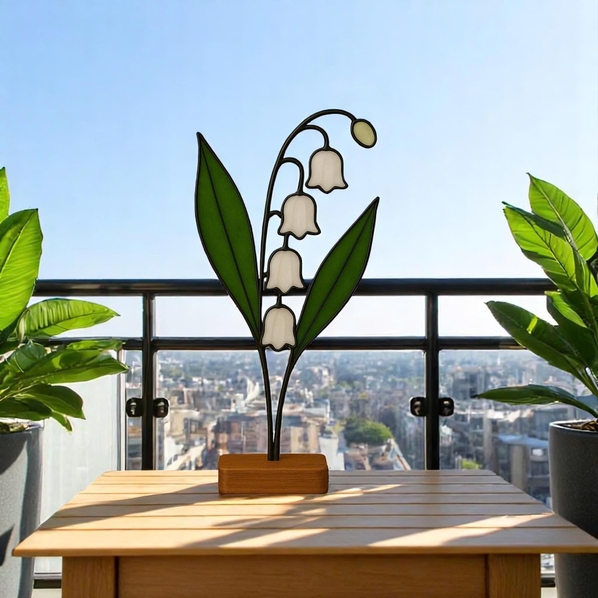 Stained Glass Lily of the Valley Suncatcher – May Birth Flower Gift
