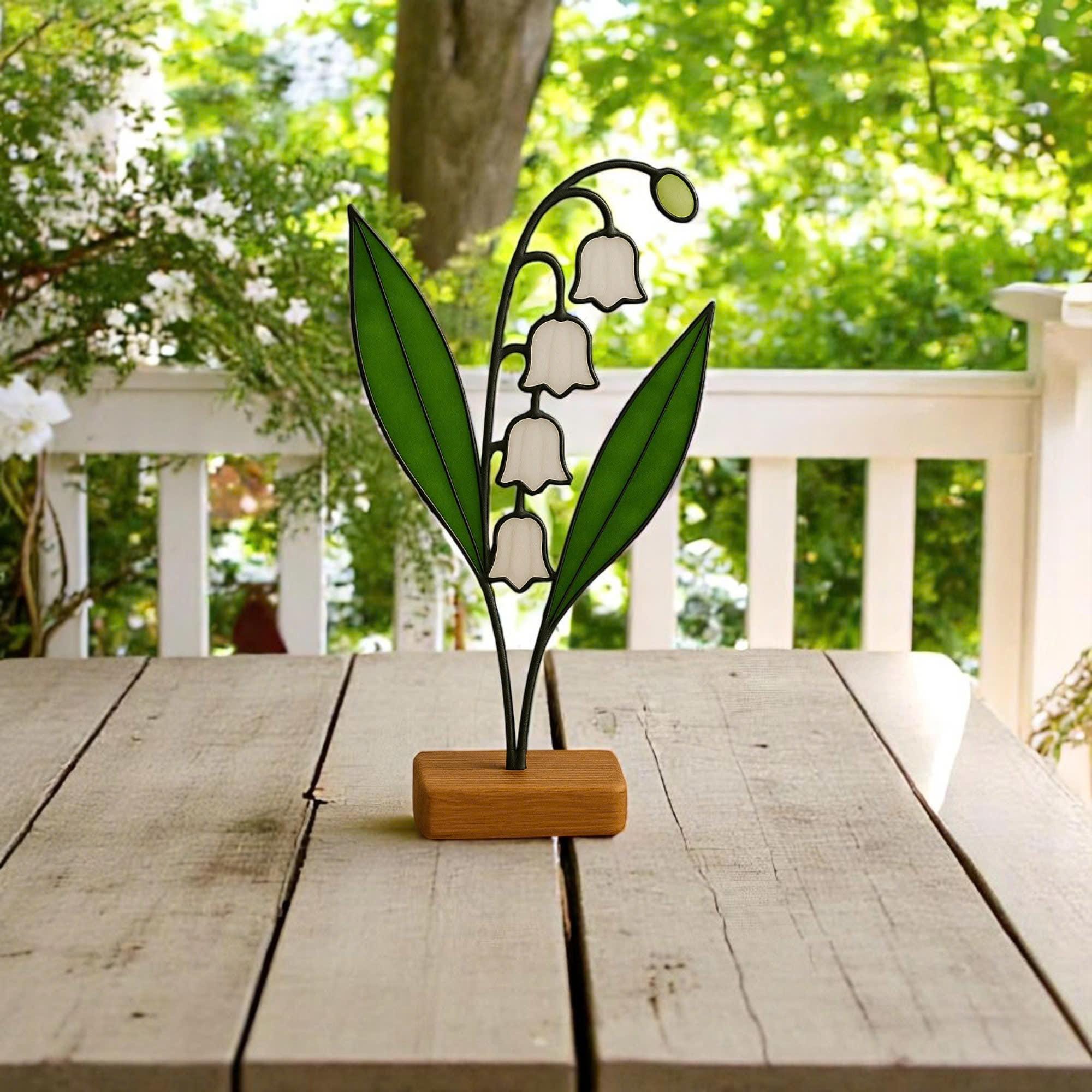 Stained Glass Lily of the Valley Suncatcher – May Birth Flower Gift