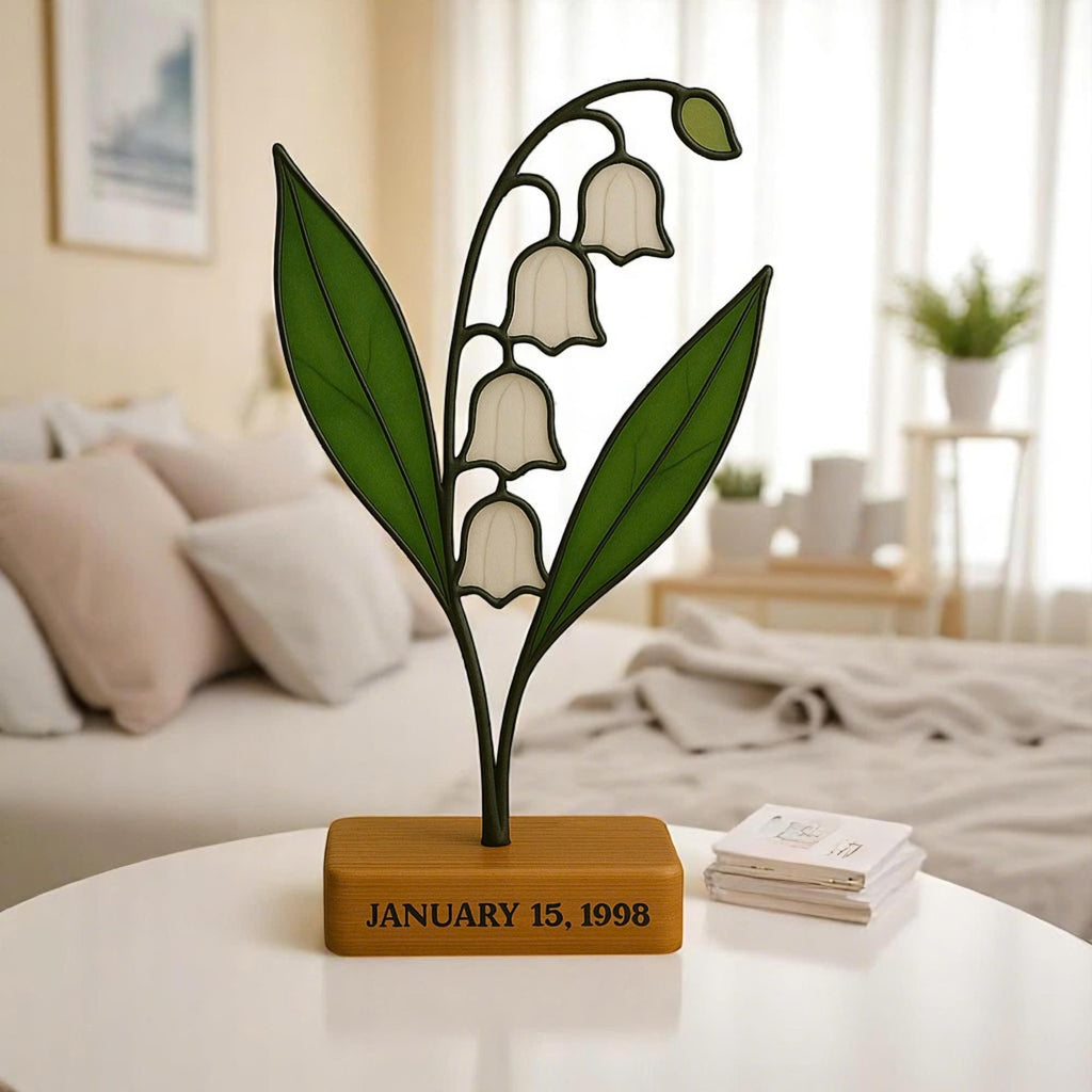 Stained Glass Lily of the Valley Suncatcher – May Birth Flower Gift