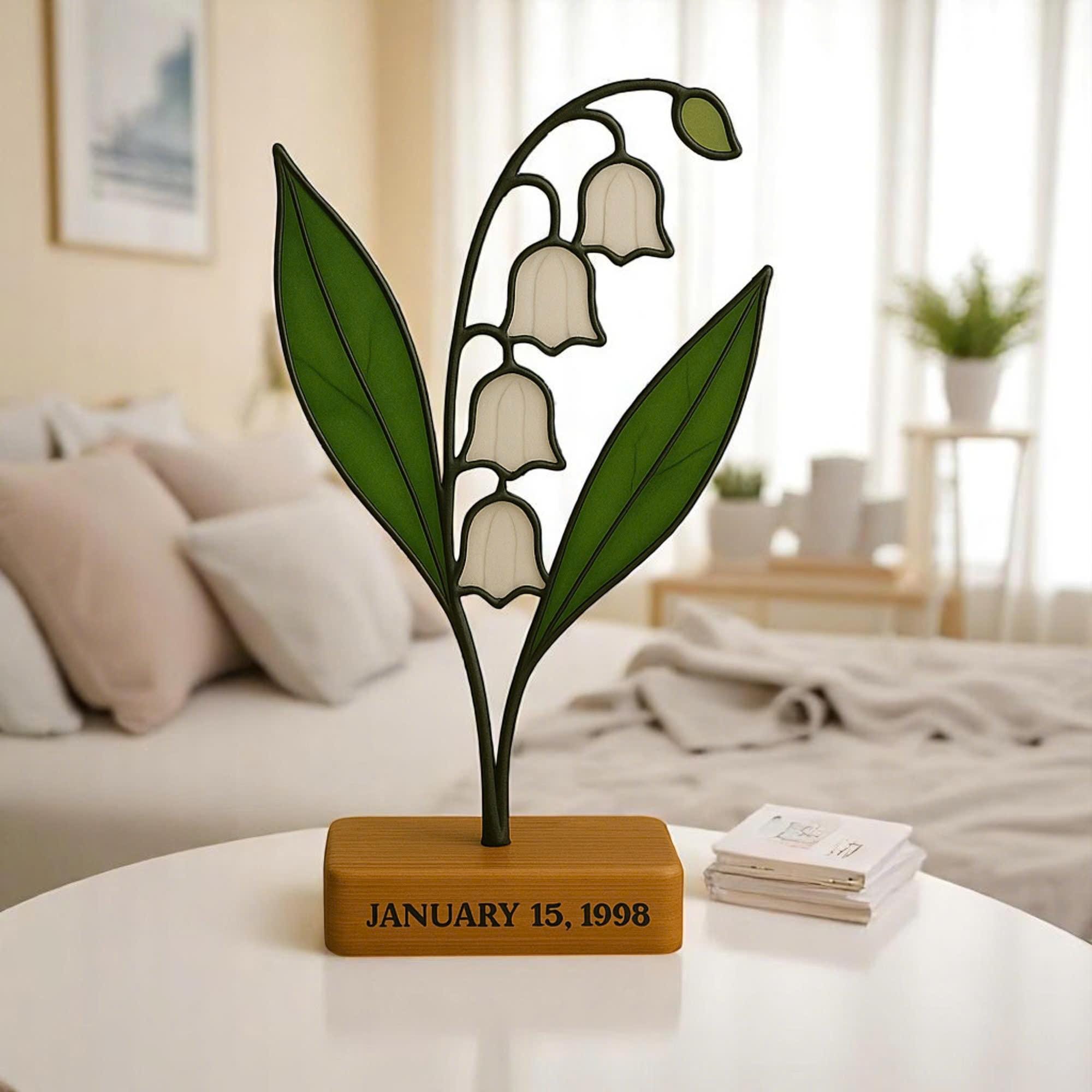 Stained Glass Lily of the Valley Suncatcher – May Birth Flower Gift