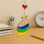 Kpop Finger Heart Stained Glass Suncatcher, Korean Love Decor