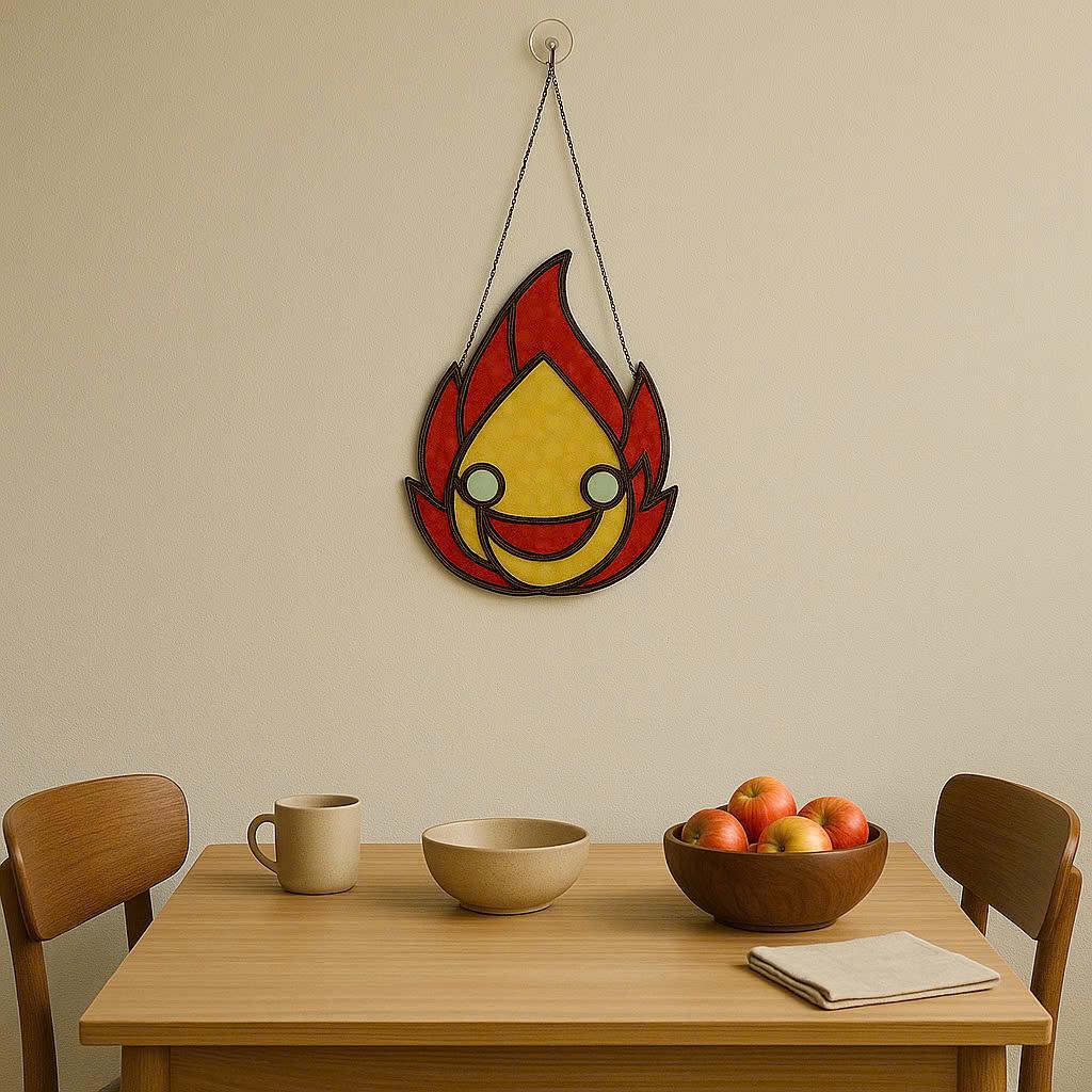 Stained Glass Flame Suncatcher – Handmade Fire Spirit Decor