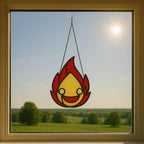 Stained Glass Flame Suncatcher – Handmade Fire Spirit Decor