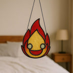 Stained Glass Flame Suncatcher – Handmade Fire Spirit Decor