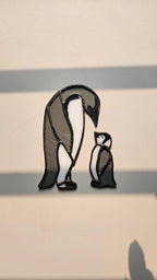 Stained Glass Penguin Suncatcher, Christmas Gift for Mom, Winter Window Hanging, Unique Holiday Decor, Gift for Penguin Lover