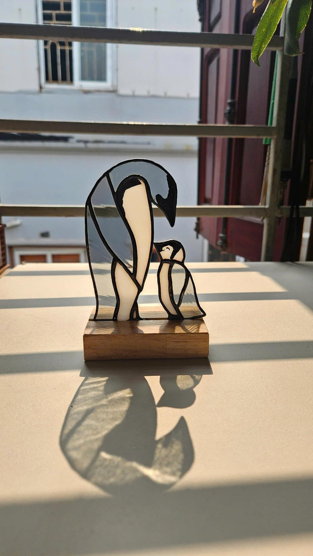 Stained Glass Penguin Suncatcher, Christmas Gift for Mom, Winter Window Hanging, Unique Holiday Decor, Gift for Penguin Lover