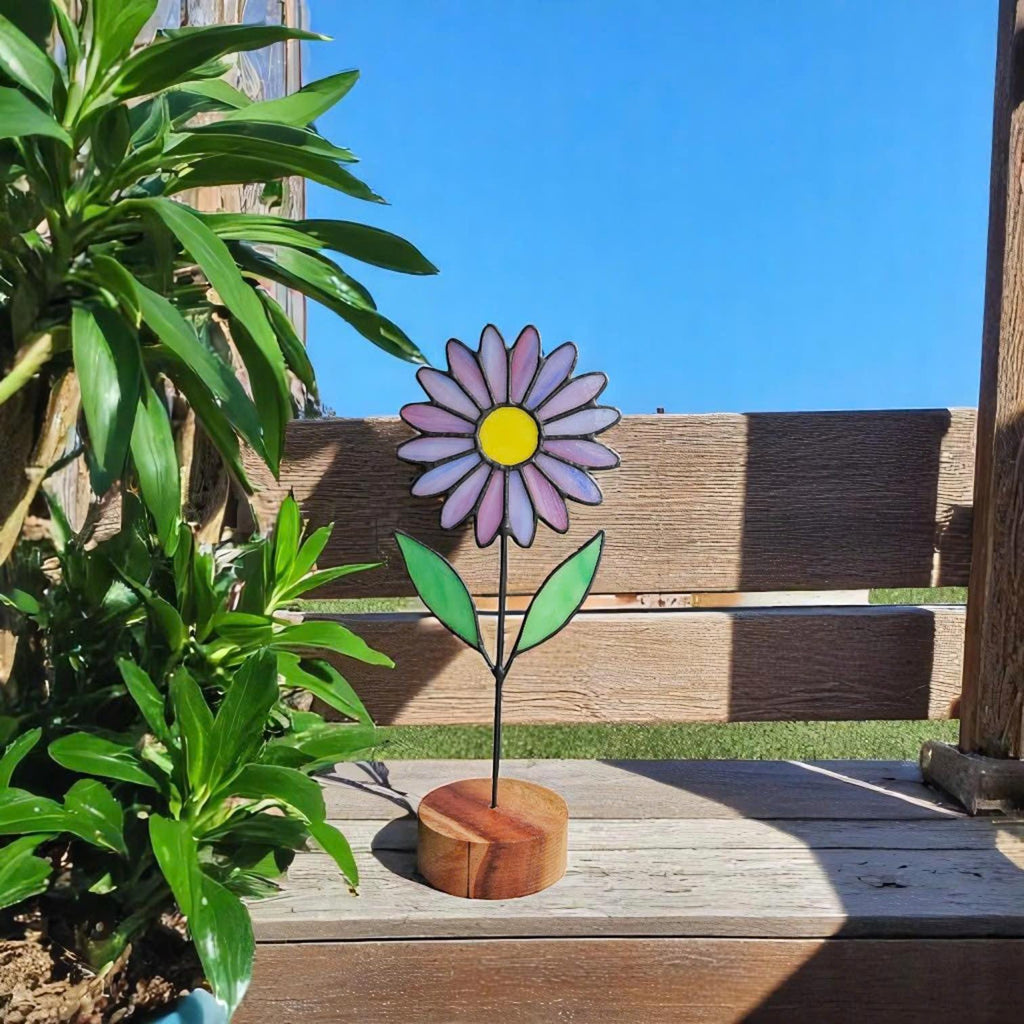 Stained Glass Aster Flower Suncatcher – September Birth Flower Gift