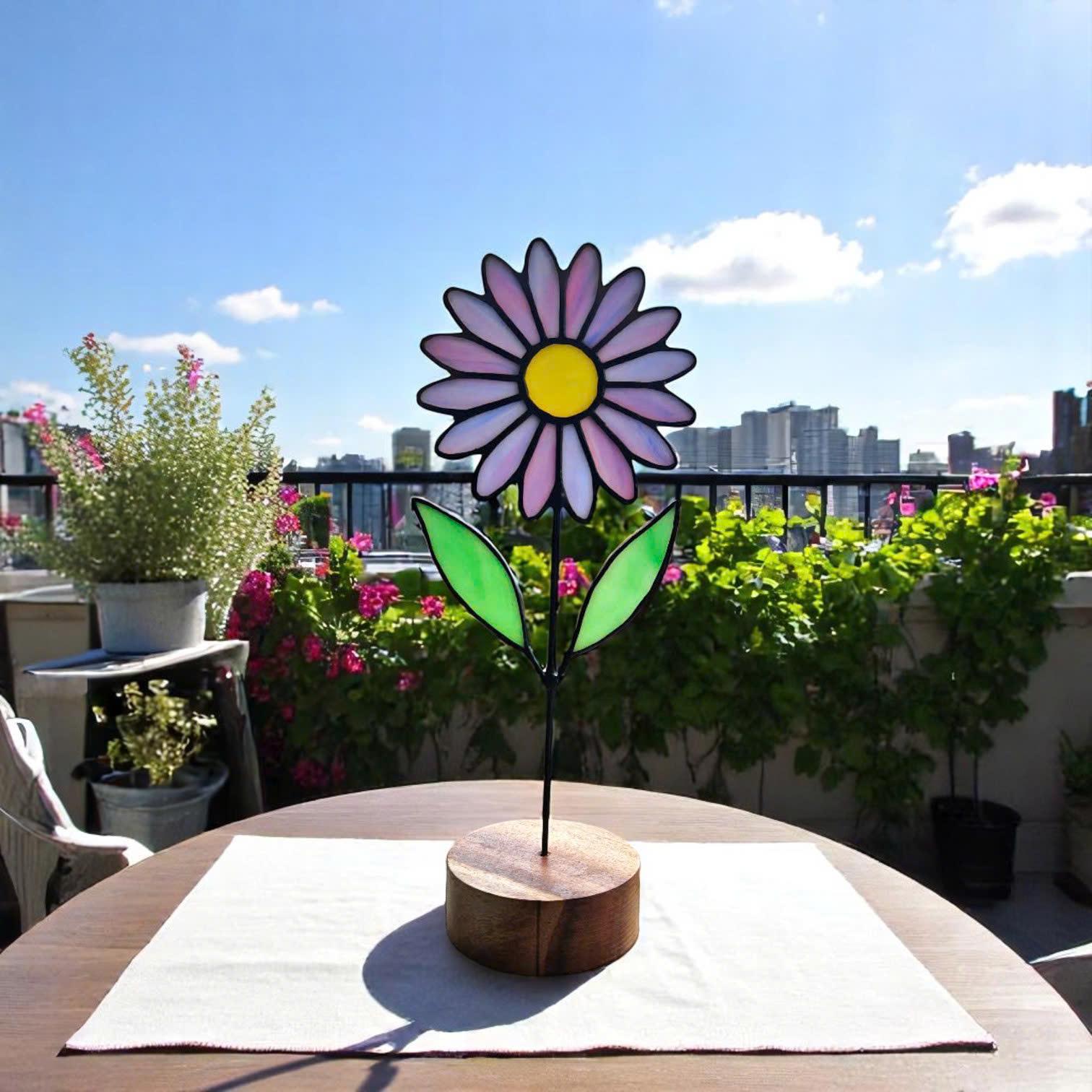 Stained Glass Aster Flower Suncatcher – September Birth Flower Gift