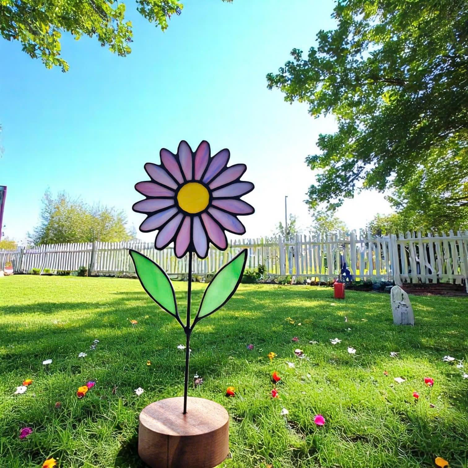 Stained Glass Aster Flower Suncatcher – September Birth Flower Gift