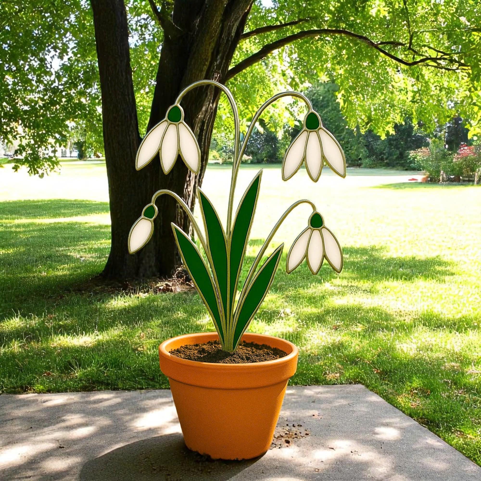 Stained Glass Snowdrop Flowers – Handmade Floral Decor, Gift for Her/Mom, Birthday, Mother’s Day, Spring Table Ornament, Elegant Home Decor