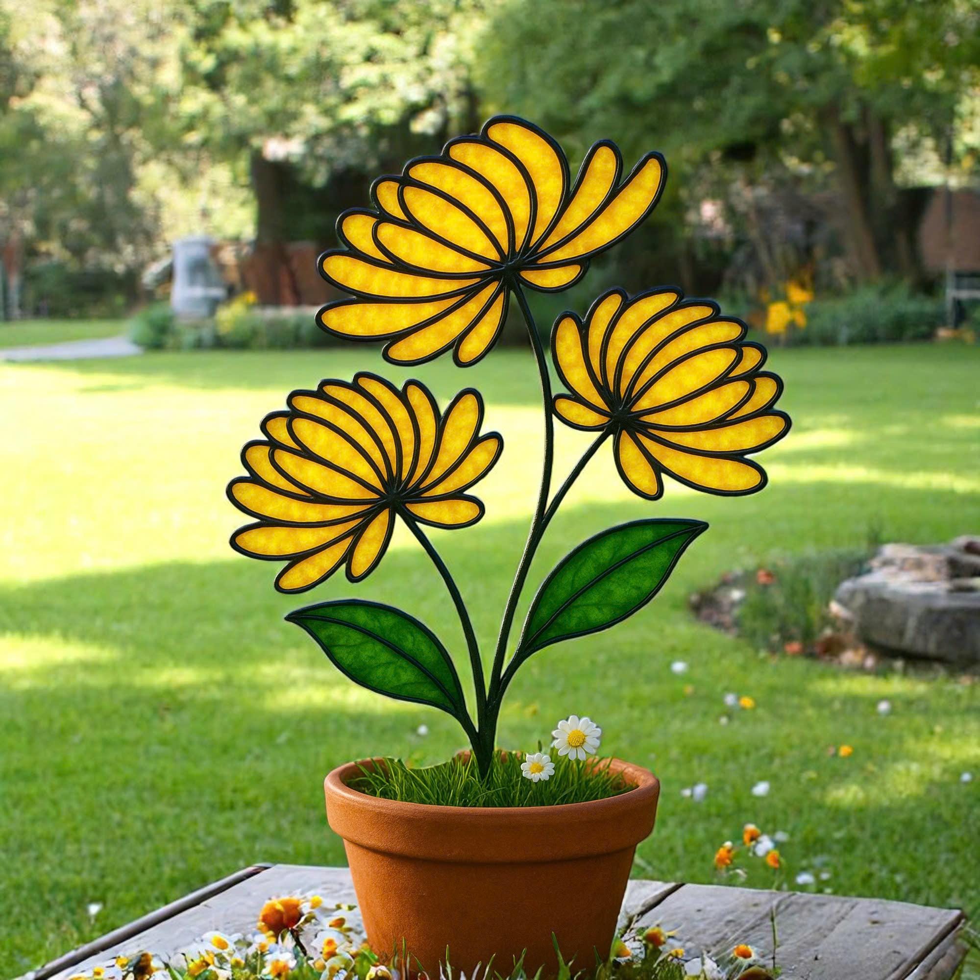 Stained Glass Chrysanthemum Suncatcher – November Birth Flower, Personalized Gift