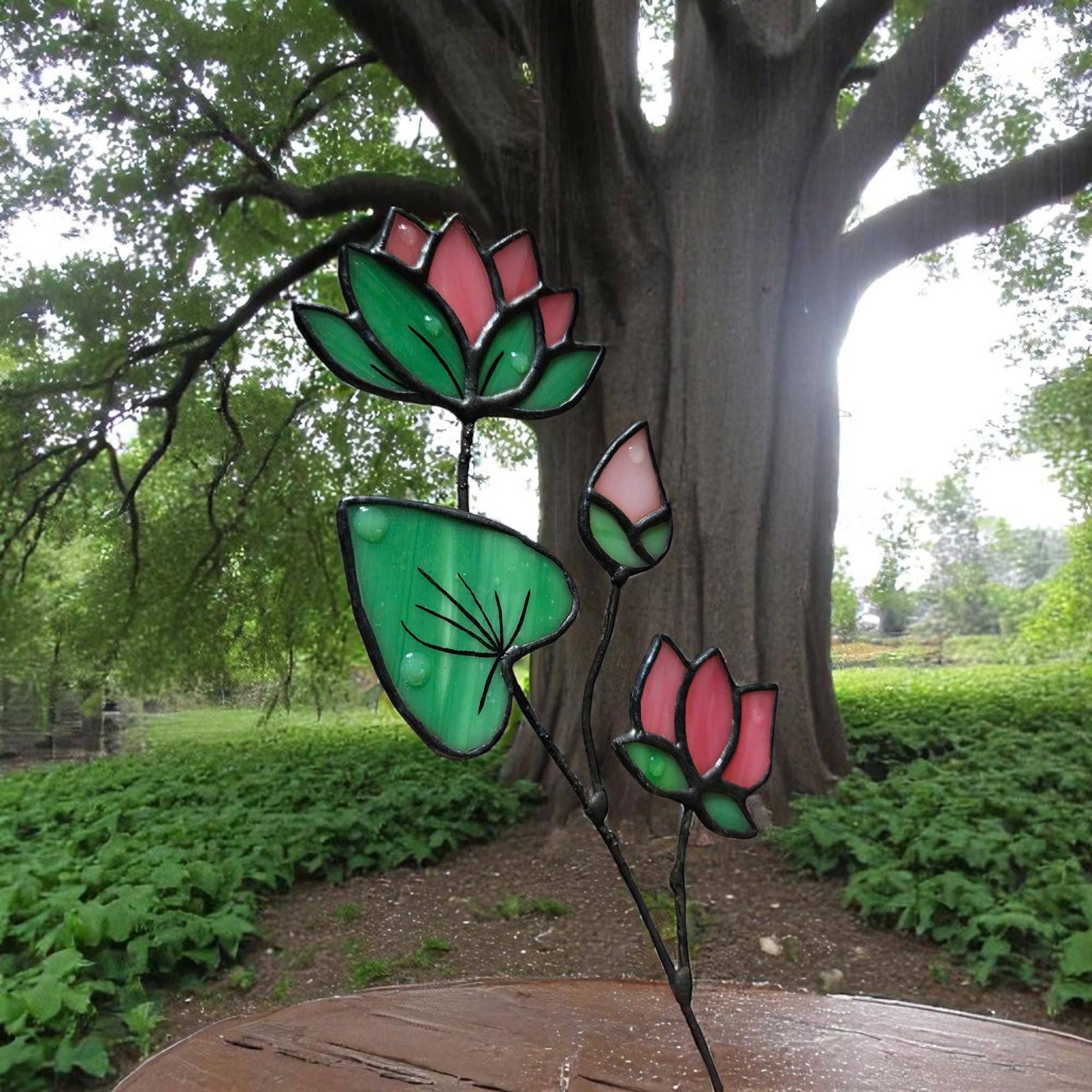 Handmade Stained Glass Lotus Flower – July Birth Flower Suncatcher