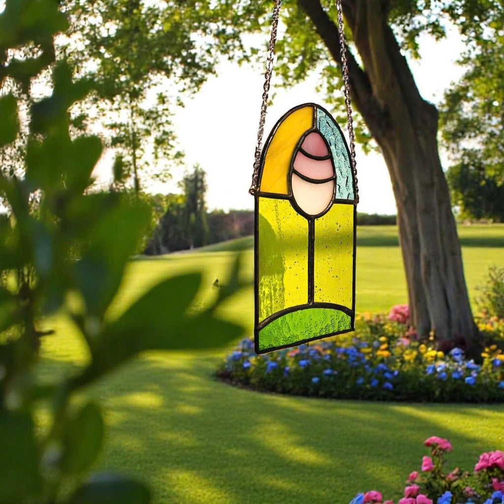 Stained Glass Easter Egg Suncatcher, Spring Window Decor