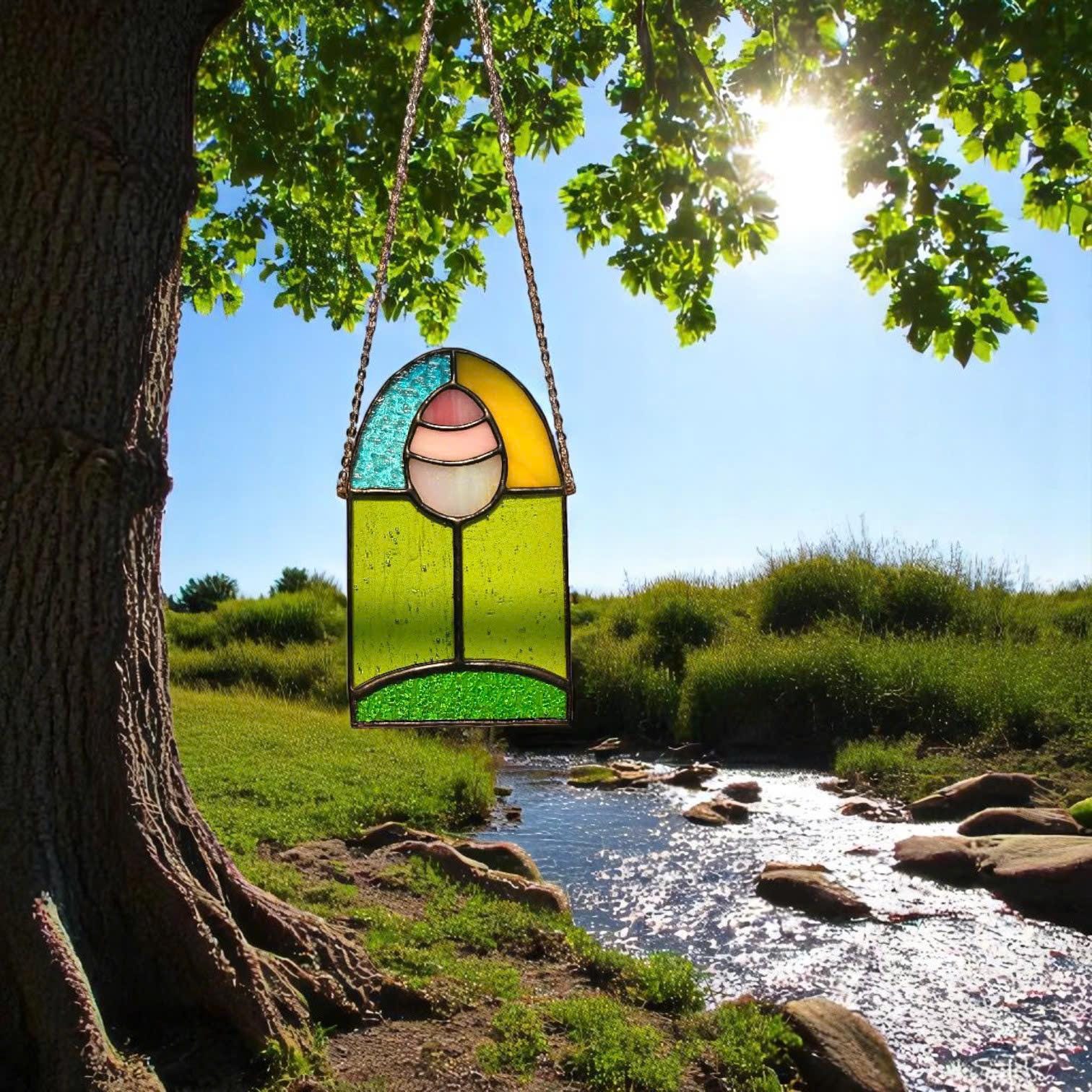 Stained Glass Easter Egg Suncatcher, Spring Window Decor
