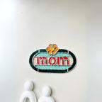 Handmade Stained Glass MOM Sign, Floral Desk Decor