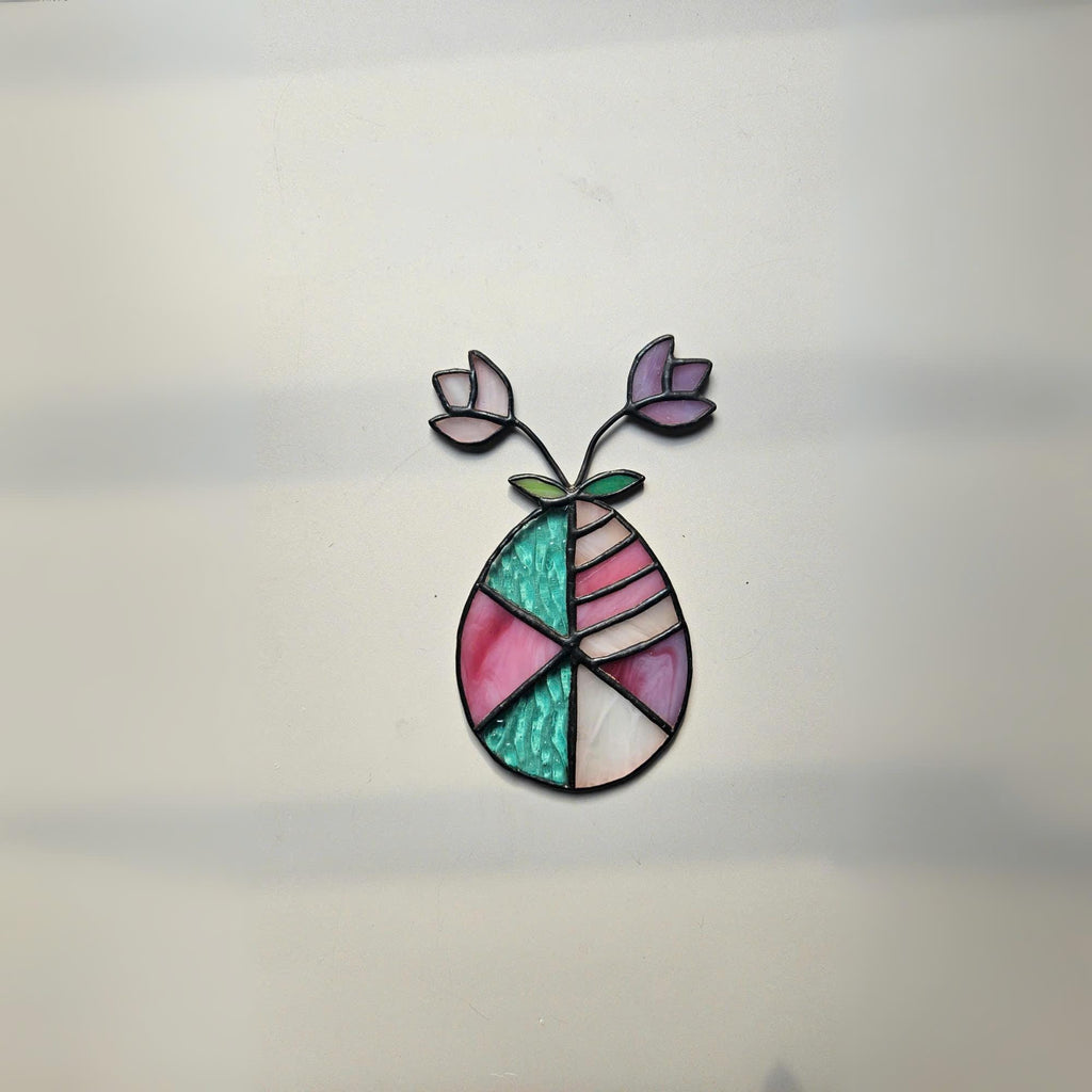 Stained Glass Easter Egg Suncatcher, Floral Window Decor