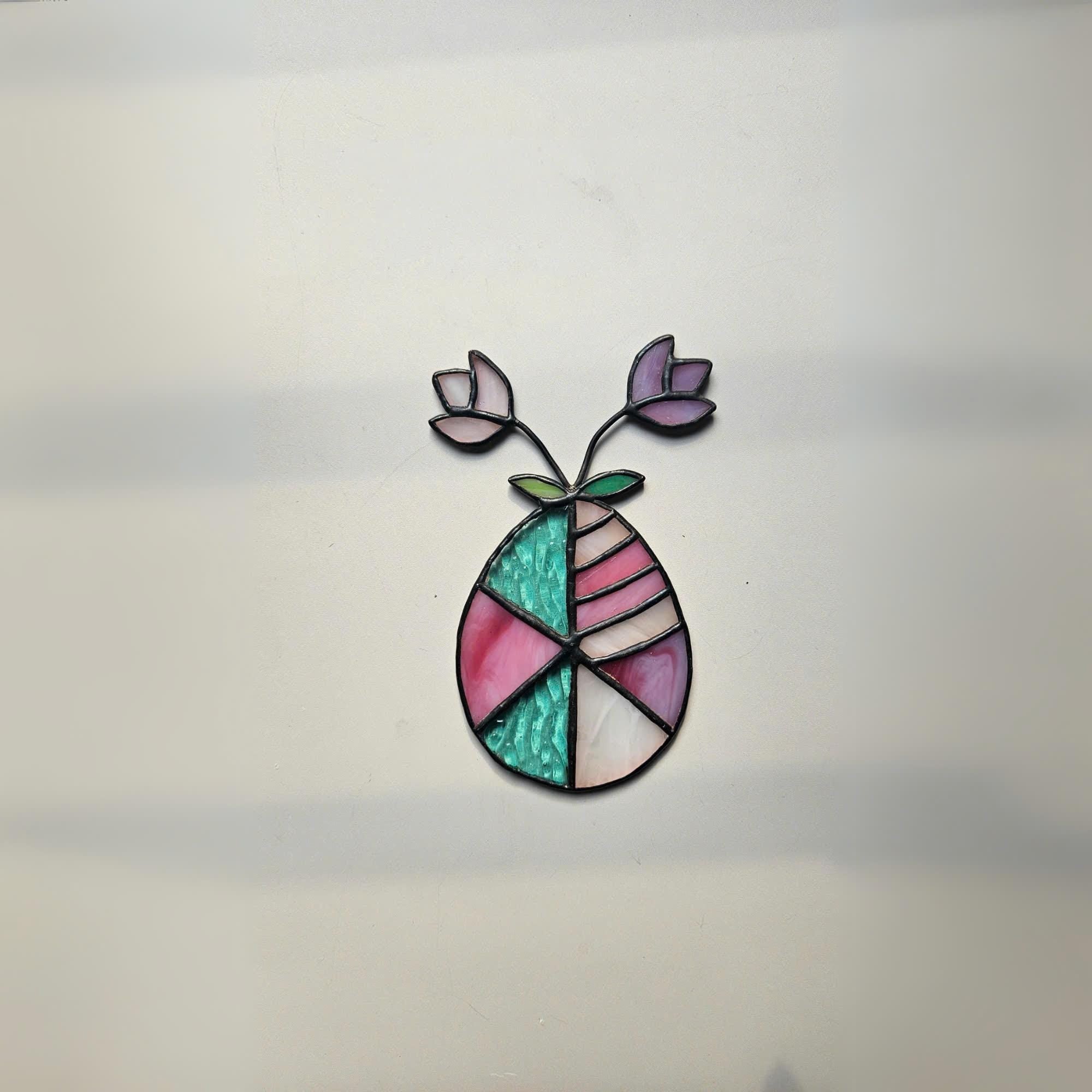 Stained Glass Easter Egg Suncatcher, Floral Window Decor
