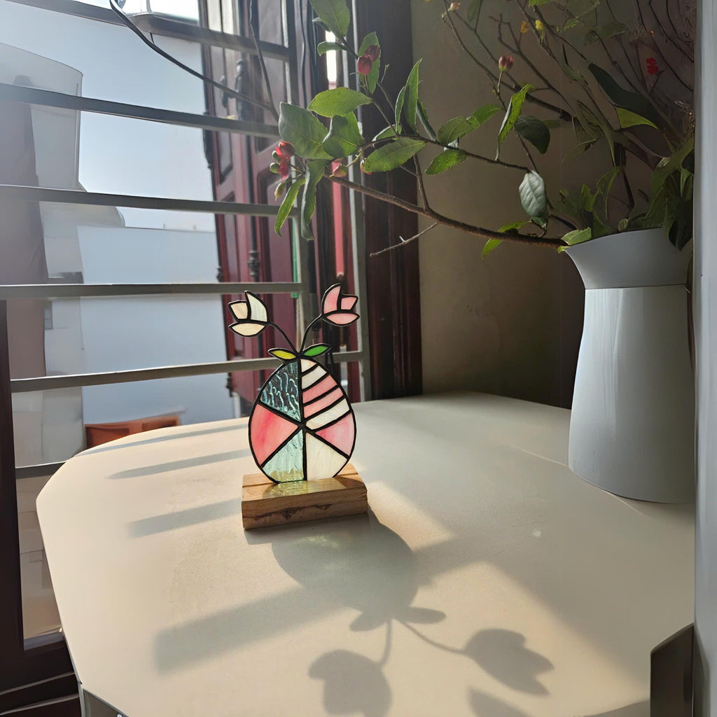 Stained Glass Easter Egg Suncatcher, Floral Window Decor