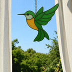 Stained Glass Hummingbird Suncatcher – Handmade Bird Window Hanging, Gift for Her/Mom, Birthday, Christmas, Home Decor, Garden Ornament