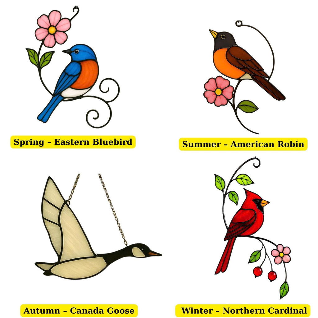 Cardinal Stained Glass Suncatcher – Handmade Bird Window Hanging, Gift for Mom/Her, Christmas, Housewarming, Home Decor, Wall Decor, Holiday