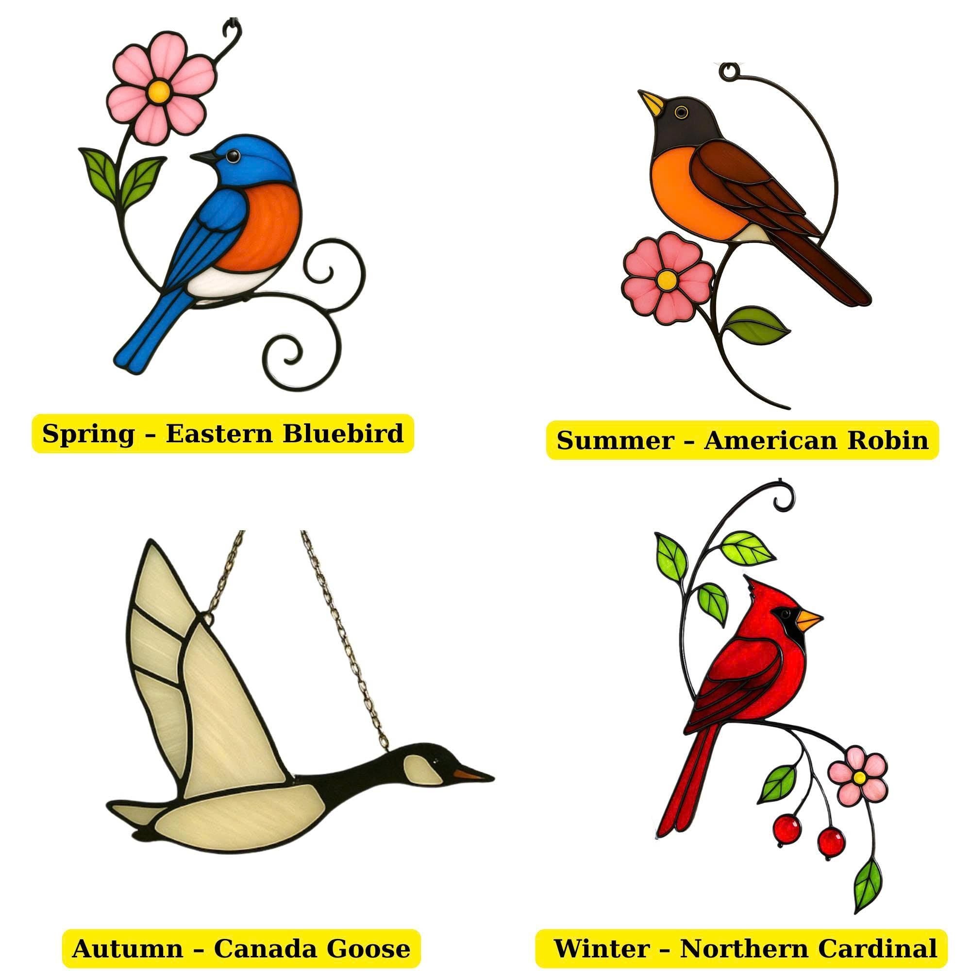 Cardinal Stained Glass Suncatcher – Handmade Bird Window Hanging, Gift for Mom/Her, Christmas, Housewarming, Home Decor, Wall Decor, Holiday