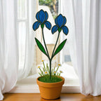 Stained Glass Iris Flower Suncatcher, February Birth Flower Gift