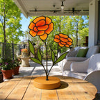 Personalized Marigold Stained Glass Flower: October Birth Flower Gift