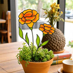 Personalized Marigold Stained Glass Flower: October Birth Flower Gift