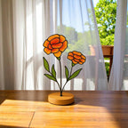 Personalized Marigold Stained Glass Flower: October Birth Flower Gift