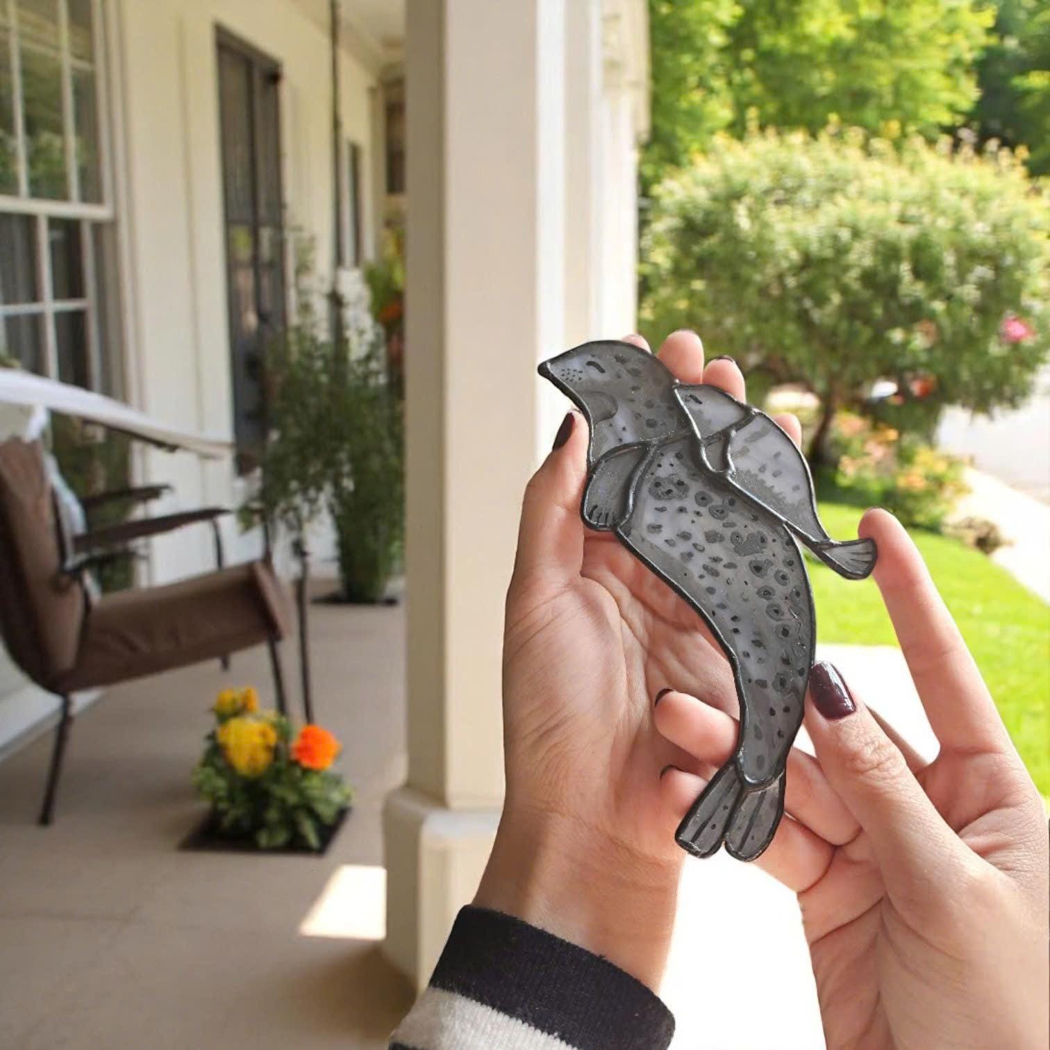 Stained Glass Bird Suncatcher, Sea Glass Art, Bookshelf Decor, Coastal Home Decor, Nautical Gift, Ocean Art, Unique Holiday Gift for Her