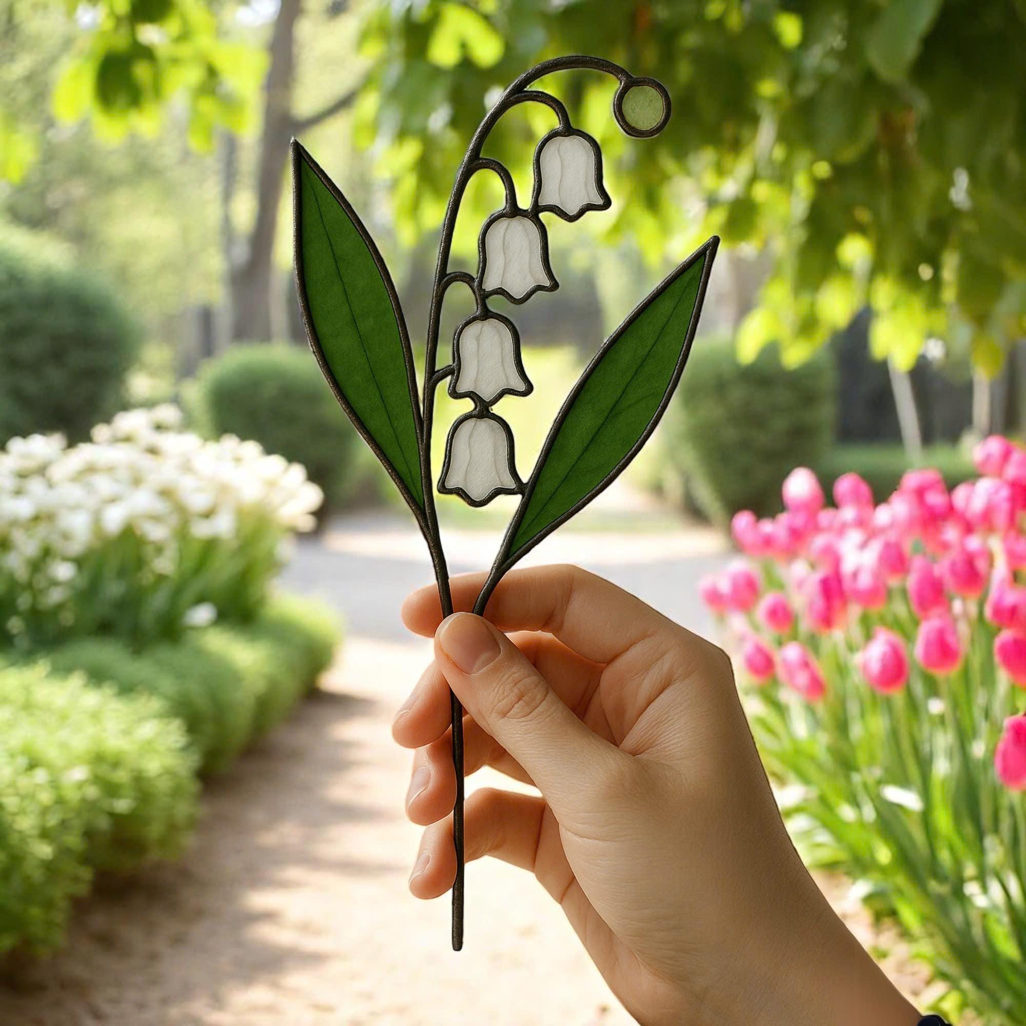 Stained Glass Lily of the Valley Suncatcher – May Birth Flower Gift
