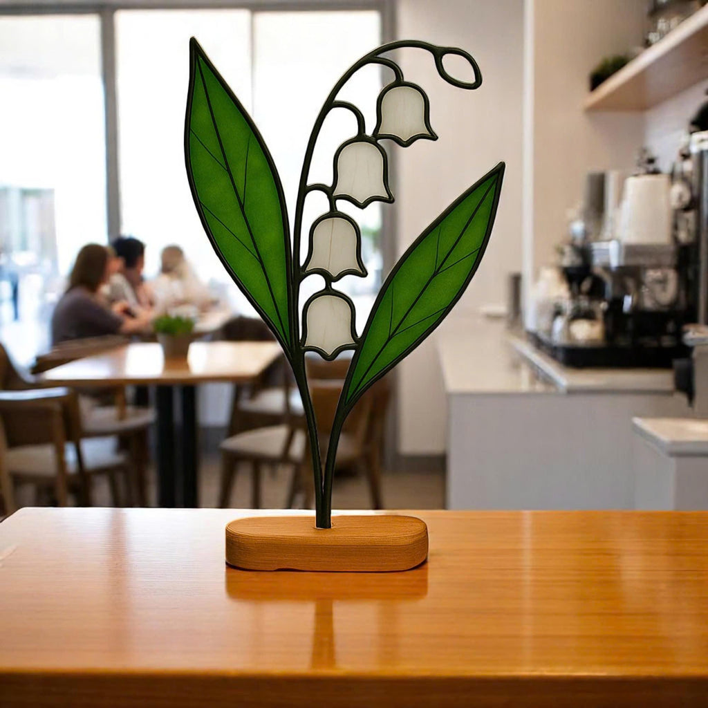 Stained Glass Lily of the Valley Suncatcher – May Birth Flower Gift