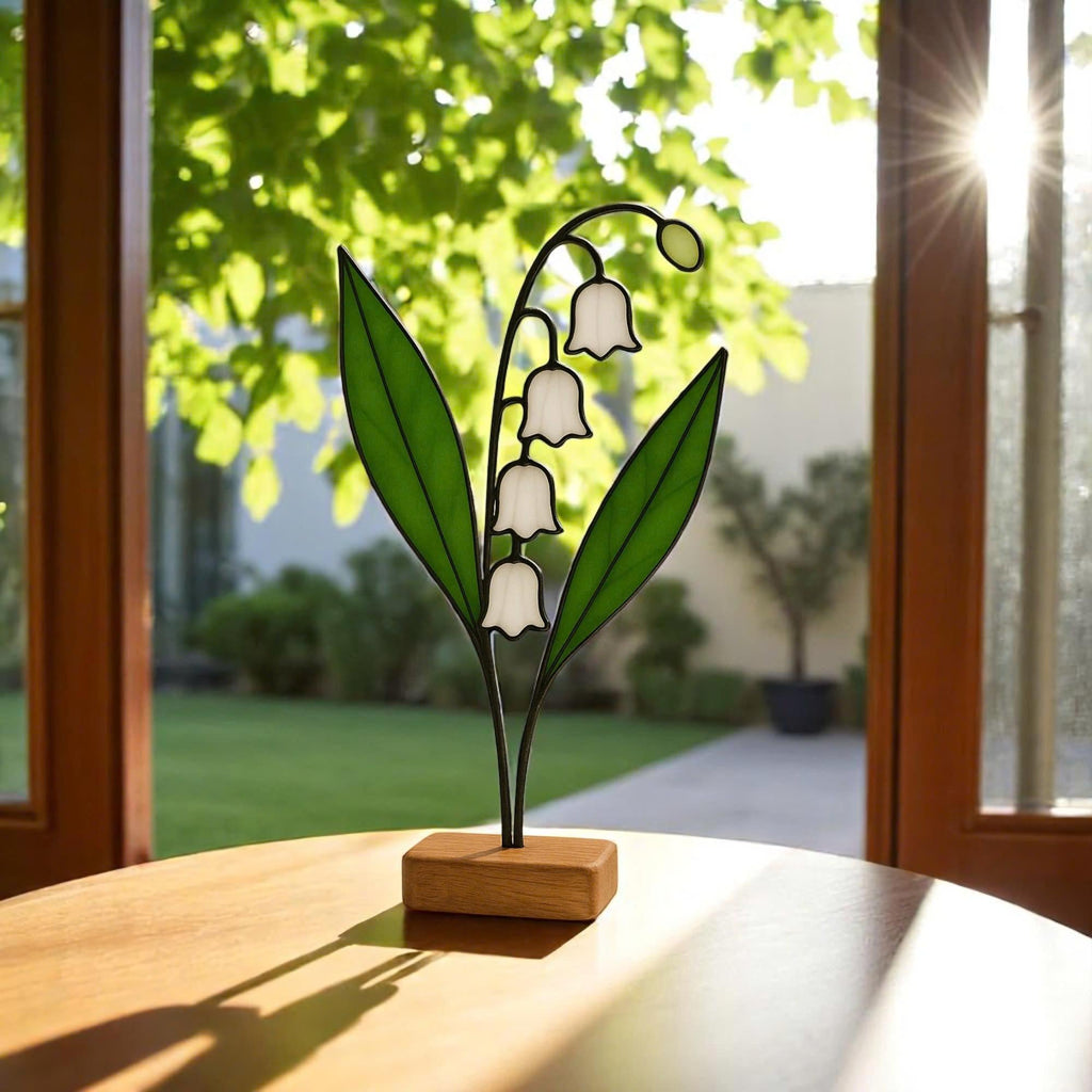Stained Glass Lily of the Valley Suncatcher – May Birth Flower Gift