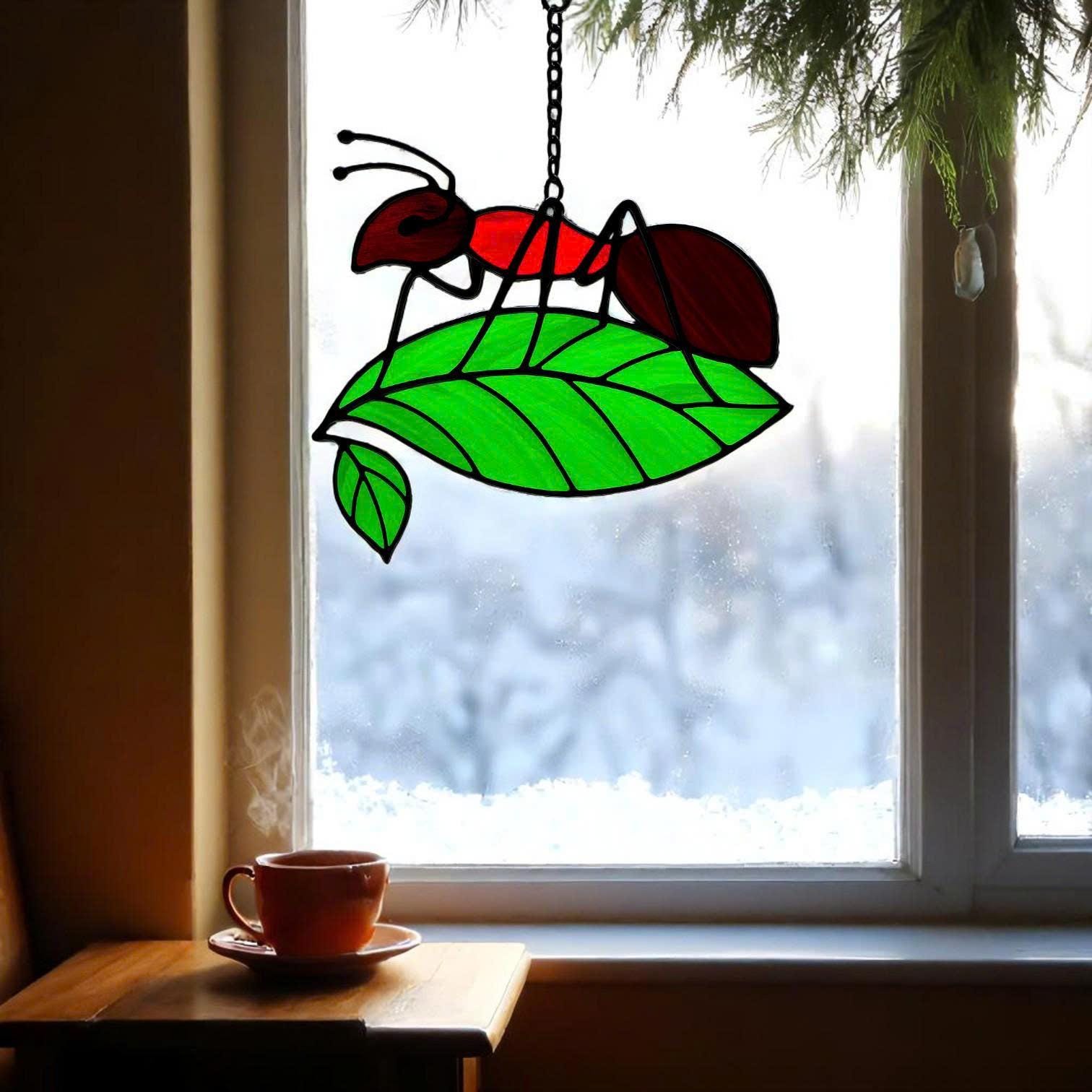 Stained Glass Insect Suncatcher Set|Handmade Bug Window Decor,Butterfly Bee Ladybug Dragonfly Art, Garden Gift, Nature Lover Home Decoration