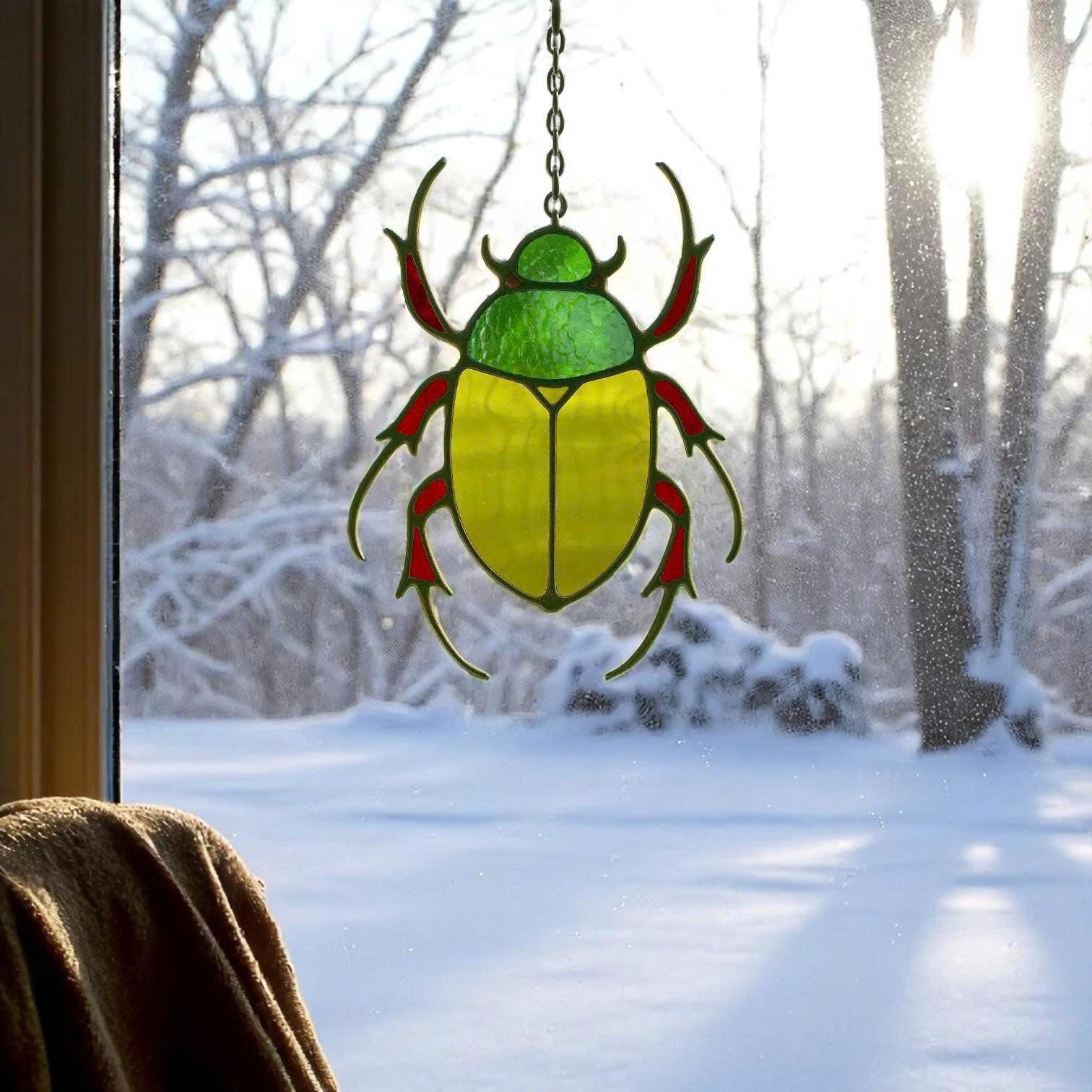 Stained Glass Insect Suncatcher Set|Handmade Bug Window Decor,Butterfly Bee Ladybug Dragonfly Art, Garden Gift, Nature Lover Home Decoration