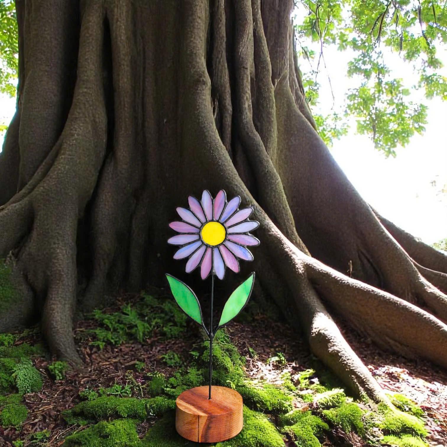 Stained Glass Aster Flower Suncatcher – September Birth Flower Gift