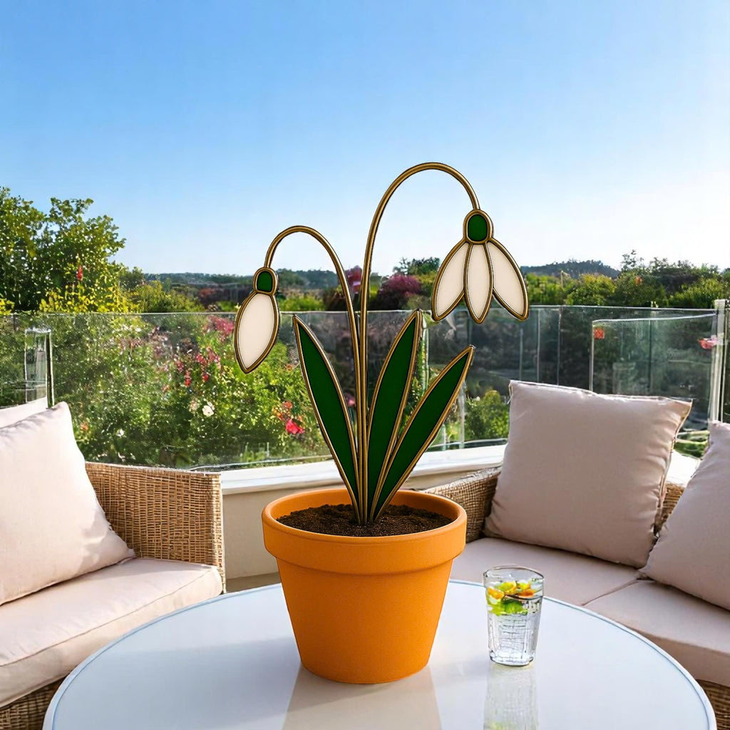 Stained Glass Snowdrop Flowers – Handmade Floral Decor, Gift for Her/Mom, Birthday, Mother’s Day, Spring Table Ornament, Elegant Home Decor